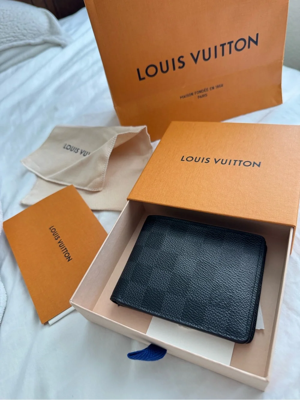 Louis Vuitton Black Damier Graphite Bi-Fold Wallet with Box